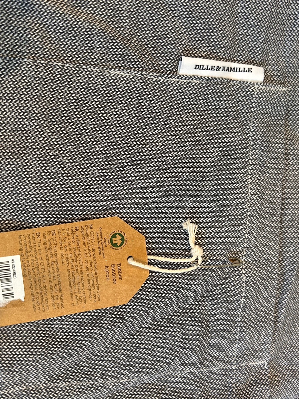 NWT Dille & Kamille Organic Cotton Lightweight Apron. Utility pockets. Ticking - Picture 2 of 9